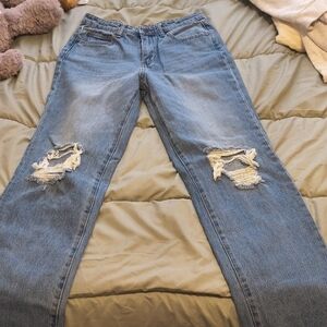 Guess Light Blue Distressed Flare Jeans